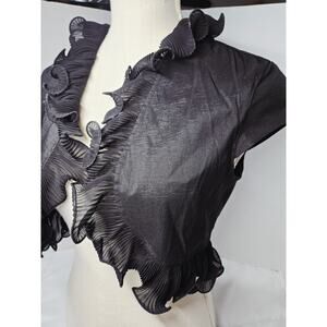 Black Lace Shrug Dressbarn M Bolero Top Crop Cardigan Whimsigoth Ruffle Retro